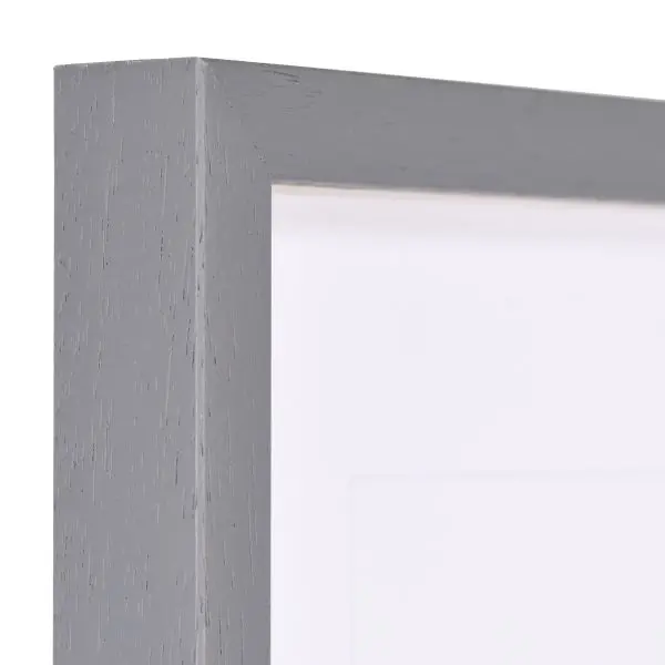 Découvre cet aperçu détaillé de l'angle de ton cadre photo en bois gris foncé et étroit, choisi chez MonCadrePréféré.