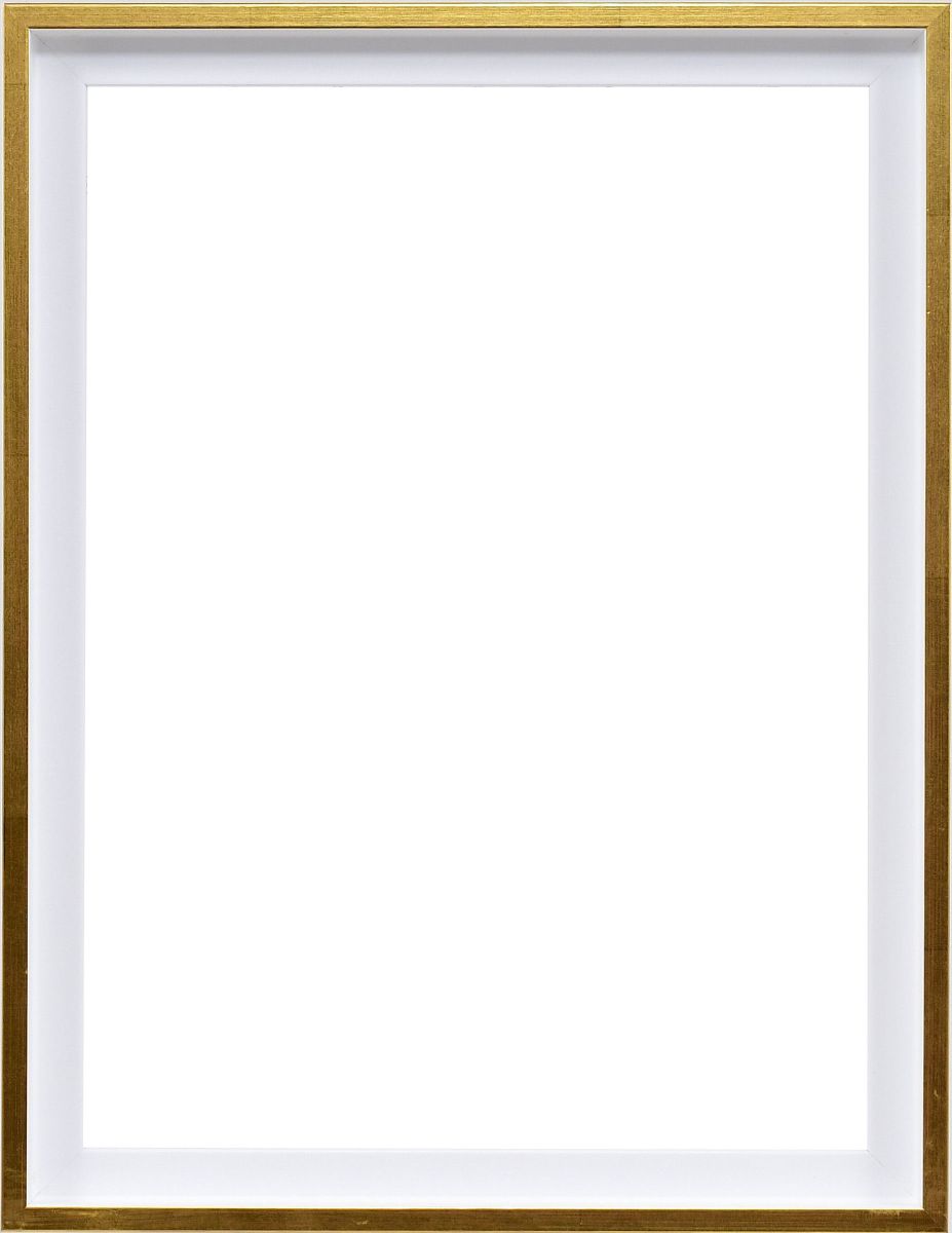 Découvre ce cadre de caisse américaine Joline, moderne et discret, en bois blanc avec un filet doré. Ton MonCadrePréféré t'attend.