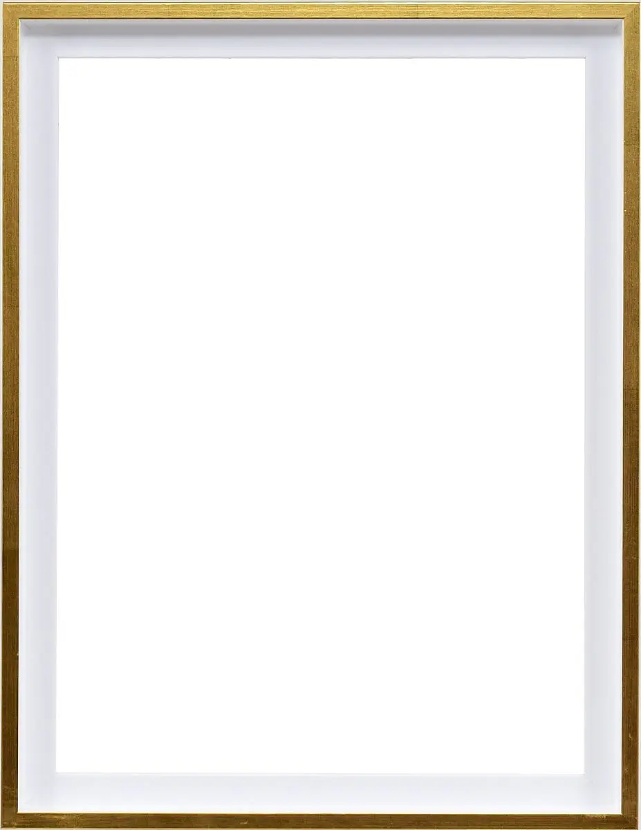 Découvre ce cadre de caisse américaine Joline, moderne et discret, en bois blanc avec un filet doré. Ton MonCadrePréféré t'attend.
