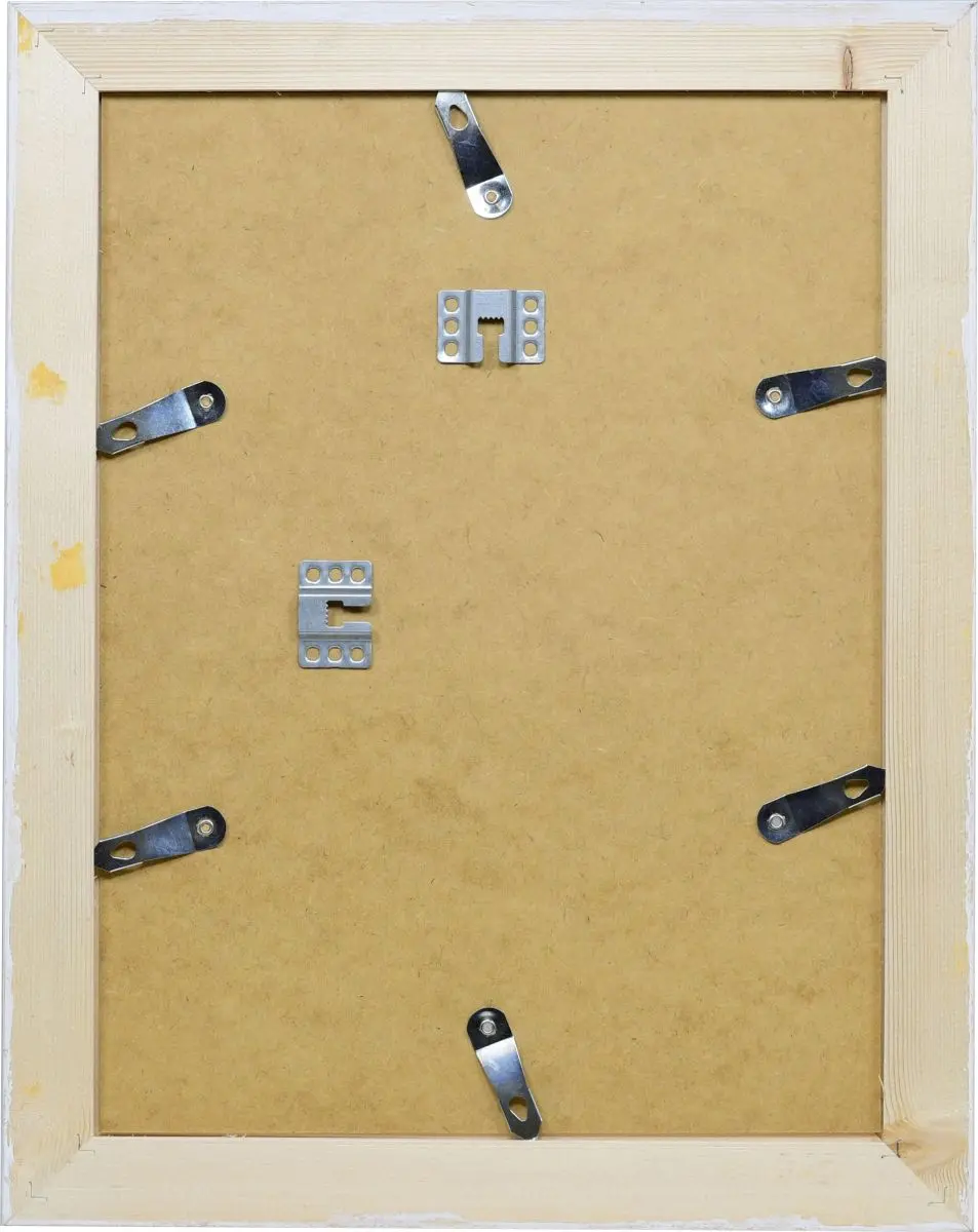 Vue arrière du profil de cadre en bois Insa MonCadrePréféré. Observe les ressorts de torsion pour un montage simple et sûr.