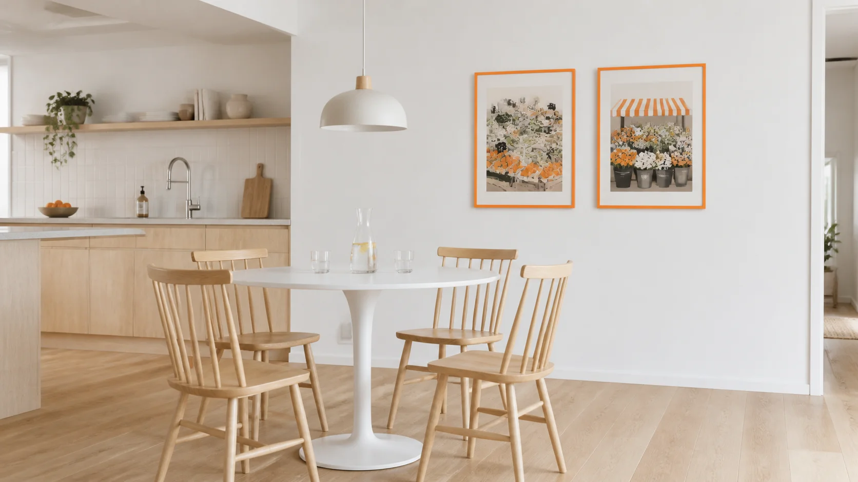 Cadre néon en bois Bonnie orange dans un intérieur