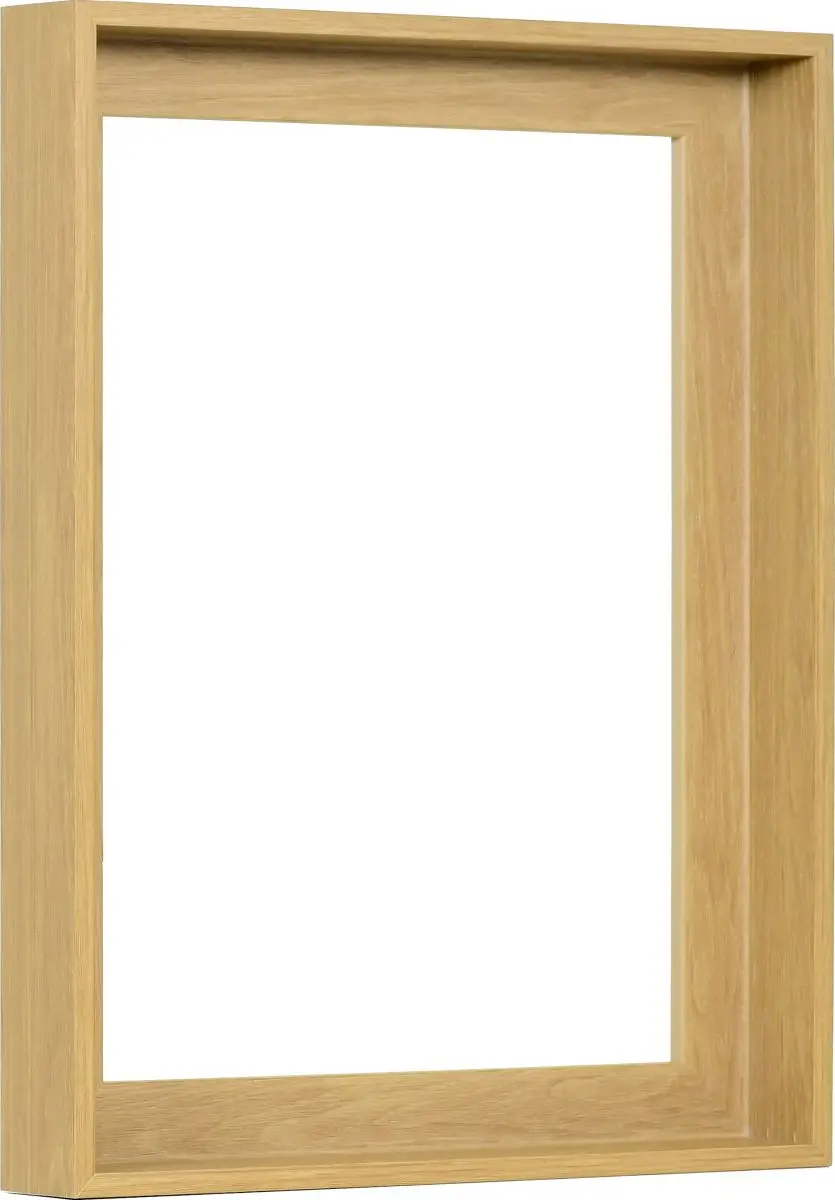 Découvre la vue de côté de ton cadre à caisse américaine 30x40, simple et épuré, avec un bel aspect chêne chez MonCadrePréféré.