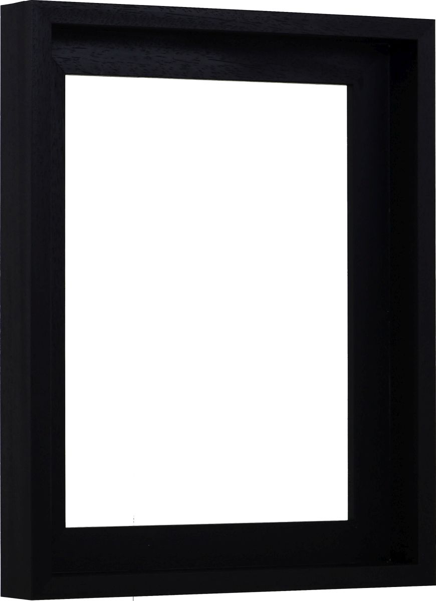 Vue latérale d'un cadre noir, discret et moderne, avec un laquage à pores ouverts. Idéal pour tes toiles MonCadrePréféré.