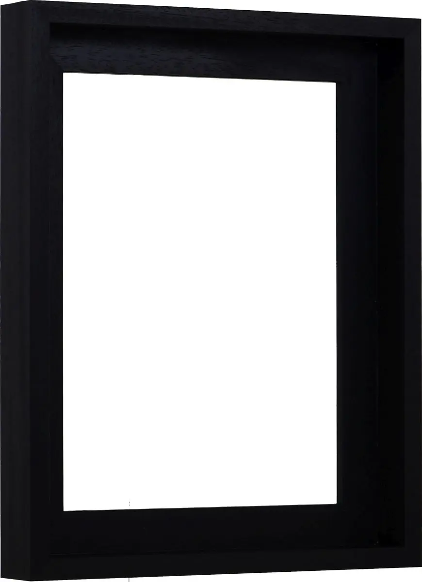 Vue latérale d'un cadre noir, discret et moderne, avec un laquage à pores ouverts. Idéal pour tes toiles MonCadrePréféré.