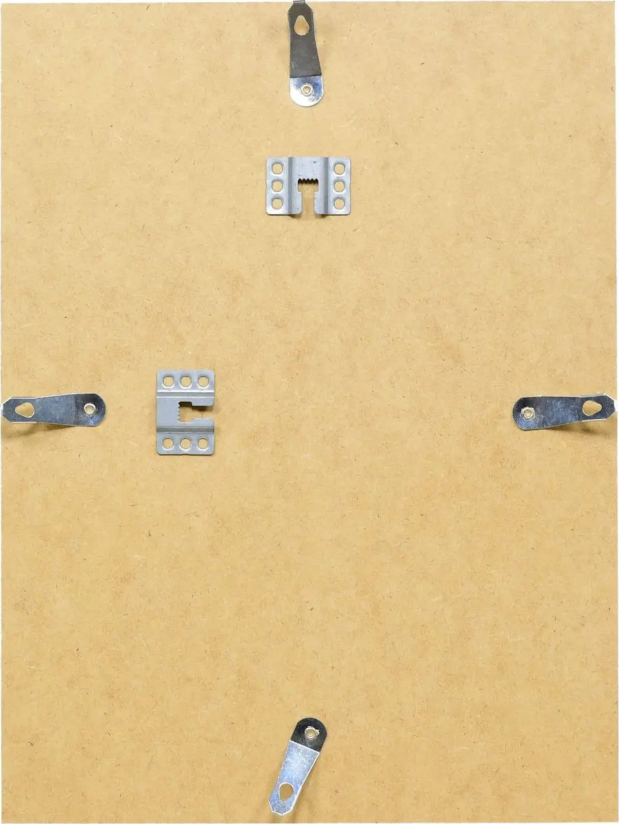 Vue de face des ressorts de fixation arrière de rechange pour tes cadres MonCadrePréféré en aluminium. Idéal pour remplacer les pièces usées.