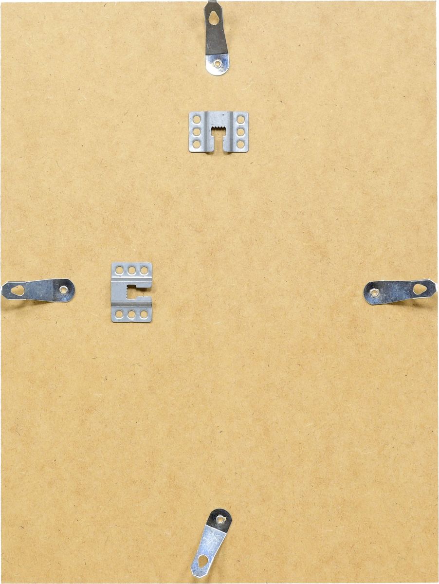 Vue de face des ressorts de fixation arrière de rechange pour tes cadres MonCadrePréféré en aluminium. Idéal pour remplacer les pièces usées.