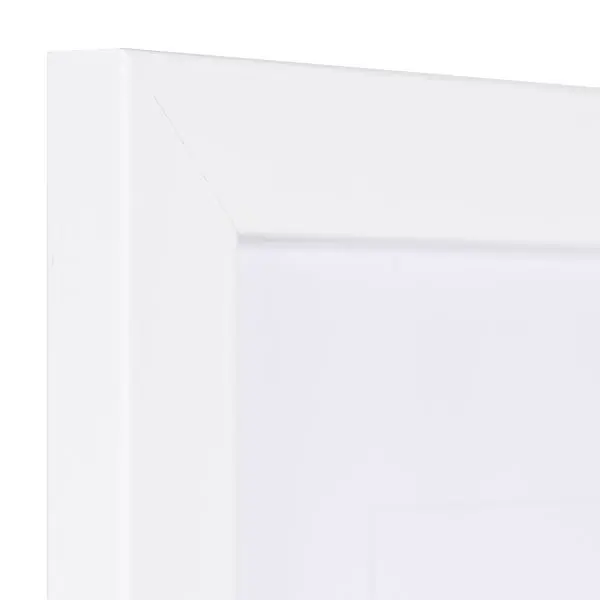 Vue de l'angle d'un cadre photo blanc Emma, affichant une structure bois visible, une surface lisse et un profil épuré.