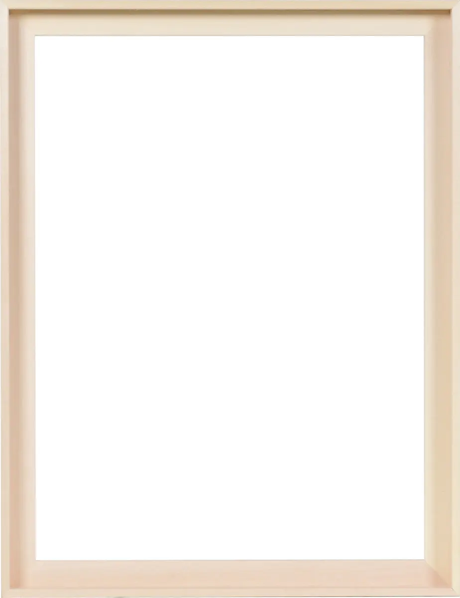 Découvre la vue de face de notre cadre flottant Juna 30x40, un design épuré en bois de tilleul pour tes photos chez MonCadrePréféré.