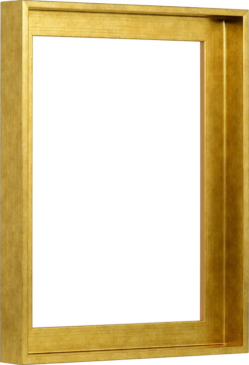 Découvre la vue latérale de ce cadre caisse américaine simple 30x40 doré vieilli de MonCadrePréféré. Idéal pour tes œuvres d'Sara.
