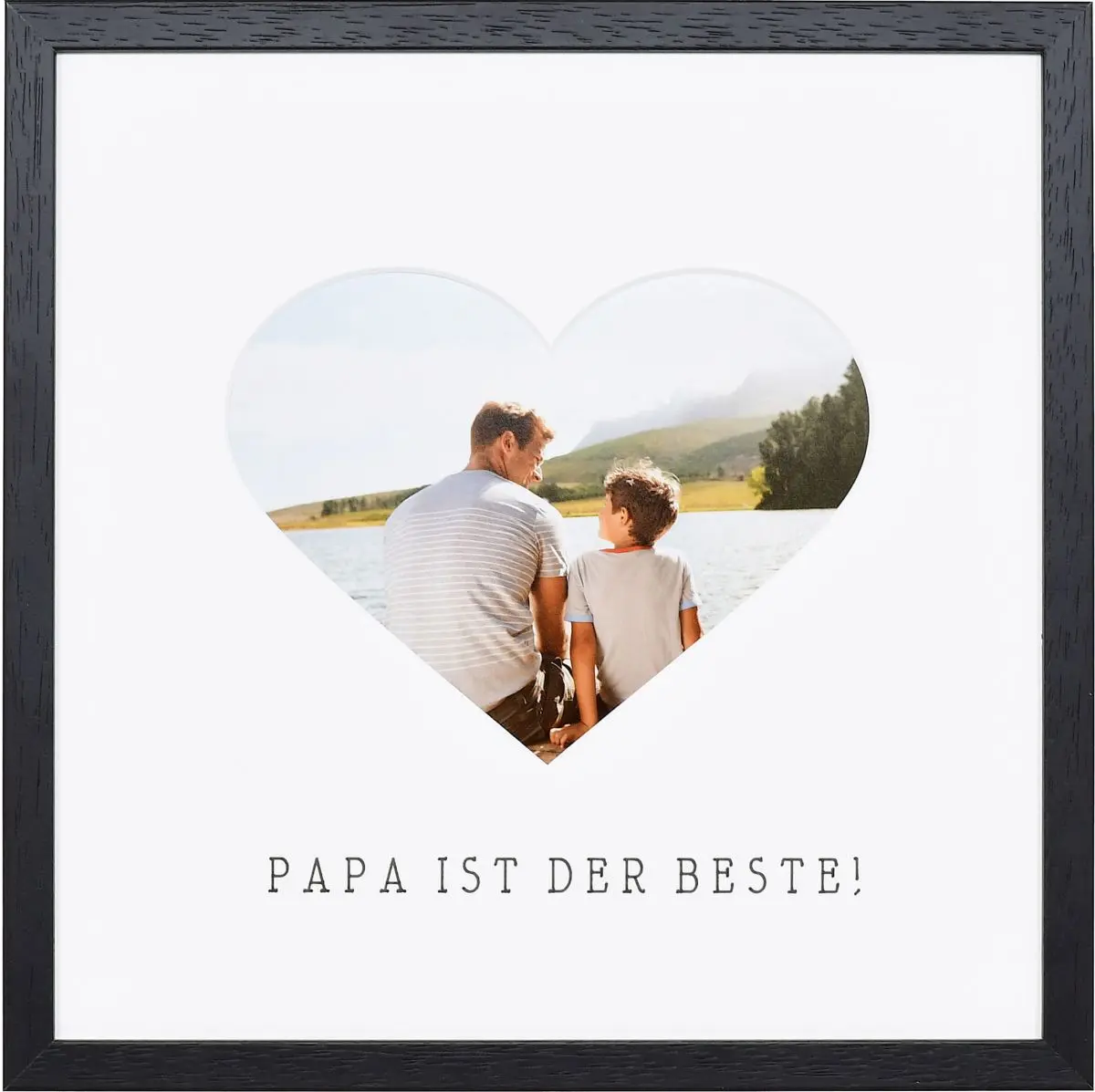 Ton cadre photo noir, idéal avec son passe-partout cœur pour ton Papa. Offre-lui le meilleur de MonCadrePréféré.
