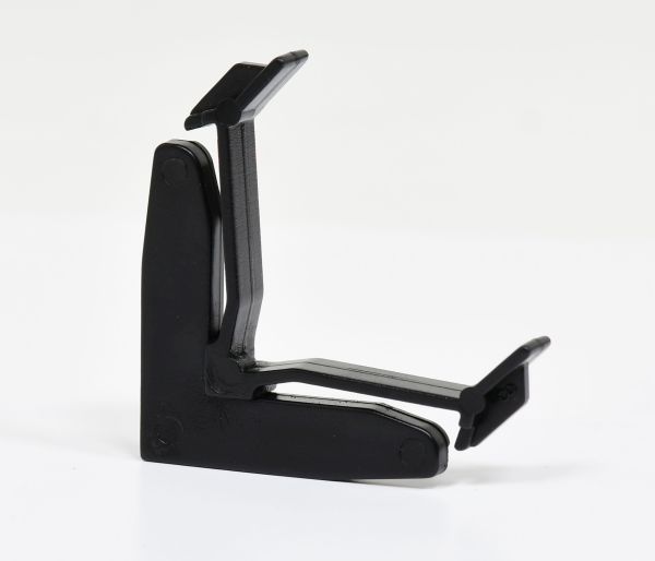 Vue de face d'un connecteur d'angle en plastique, une pièce de rechange essentielle pour ton cadre photo Sara chez MonCadrePréféré.